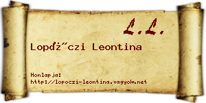 Lopóczi Leontina névjegykártya